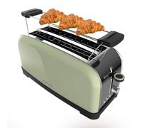 Cecotec Tostapane verticale Toastin' time 1500 Green, 1500W, Doppia fessura lunga e larga 3,8 cm, Barre superiori, Acciaio Inossidabile, Spegnimento e Pop-up Automatico, Raccogli-briciole