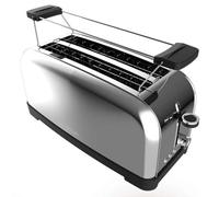 Cecotec Tostapane verticale Toastin' time 1500 Inox, 1500W, Doppia fessura lunga e larga 3,8 cm, Barre superiori, Acciaio Inossidabile, Spegnimento e Pop-up Automatico, Raccogli-briciole