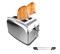Cecotec Tostapane Verticale Toastin' time 850 Inox. 850W. Doppia fessura lunga e larga 3.8 cm. Barre superiori. Acciaio Inossidabile. Spegnimento e Pop-up Automatico. Raccogli-briciole