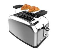 Cecotec Tostapane verticale Toastin' time 850 Inox, 850W, Doppia fessura lunga e larga 3,8 cm, Barre superiori, Acciaio Inossidabile, Spegnimento e Pop-up Automatico, Raccogli-briciole