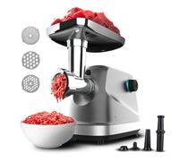 Cecotec Tritacarne Elettrico Crusher 1400 Steel. 1360W, Ottimo per Tritare, Macinare e Tagliare, 1 Lama Acciaio Inossidabile, 3 Piastre di Taglio con fori di 3, 5 e 7mm, Preparazione della salsiccia