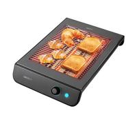 Cecotec Turbo Easytoast Inoxdark Tostapane piatto orizzontale per tutti i tipi di pane e bolleria, 900 W, 3 resistenze, 6 livelli di potenza, vassoio raccolte, finiture in acciaio inox in nero