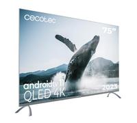 Cecotec TV QLED 75" - Televisore Smart TV V3+ Series VQU30075+S, 4K UHD, Android TV11, Senza Cornice, Assistente Google e Chromecast, Dolby Vision & Atmos, HDR10, HBBTV, 2023