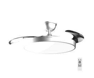 Cecotec Ventilatore da Soffitto con Luce con Pale Retrattili EnergySilence Aero 300 Air Invisible Silver.30W, Motore DC, Telecomando, 6 Velocità, Timer 4h, Funzione Inverno-Estate, Fresco Tutto L’Anno