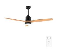 Cecotec Ventilatore da Soffitto con Luce e Telecomando 52" EnergySilence Aero 5230 Black&LightWood, Motore DC 40W, 3 Pale, LED, Altezza Regolabile, Timer, 6 Velocità, Modalità Winter/Summer