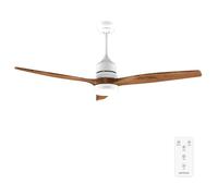 Cecotec Ventilatore da Soffitto con Luce e Telecomando 52" EnergySilence Aero 5230 White&BlackWood, Motore DC 40W, 3 Pale, LED, Altezza Regolabile, Timer, 6 Velocità, Modalità Winter/Summer