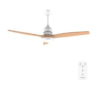 Cecotec Ventilatore da Soffitto con Luce e Telecomando 52" EnergySilence Aero 5230 WhiteWood, Motore DC 40W, 3 Pale, Luce LED, Altezza Regolabile, Timer, 6 Velocità, Modalità Winter/Summer