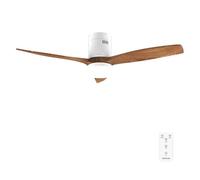 Cecotec Ventilatore da soffitto con luce e telecomando da 52" EnergySilence Aero 5600 Classic White&DarkWood. Motore DC 40 W, 3 pale, luce LED, timer, 6 velocità, modalità Winter/Summer