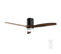 Cecotec Ventilatore da Soffitto con Luce e Telecomando EnergySilence Aero 4600 Arctic Black&Chocolate. Motore DC 38W, Diametro 132cm, Lampada LED 18W, 3 Pale, 6 Velocità, Timer 8h, Silenzioso