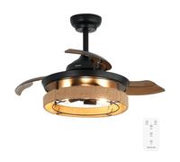 Cecotec Ventilatore da Soffitto con Luce EnergySilence Aero 3600 Invisible Natural Design. Corda Naturale, 25 W, Diametro 91 cm, Telecomando, Timer 8 Ore, 6 Velocità, 3 Pale, Estate/Inverno
