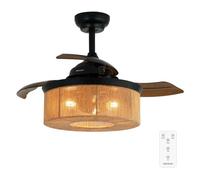 Cecotec Ventilatore da Soffitto con Luce EnergySilence Aero 3600 Invisible Natural Style. Corda Naturale, 25 W, Diametro 91 cm, Telecomando, Timer 8 Ore, 6 Velocità, 3 Pale, Estate/Inverno
