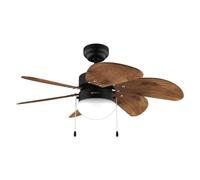 Cecotec - Ventilatore da soffitto con luce EnergySilence Aero 365 Black&Wood, 50 W, diametro 92 cm, 3 velocità, 6 lame reversibili, modalità inverno-estate, utilizzo semplice, interruttore a catena