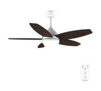 Cecotec - Ventilatore da Soffitto con Luce EnergySilence Aero 4200 Bianco e Legno Scuro - 53W, Diametro 42”, Luce LED 15W in 3 Tonalità, Telecomando, Timer Selezionabile, 3 Velocità e 5 Pale