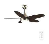 Cecotec - Ventilatore da Soffitto con Luce EnergySilence Aero 4200 GoldDarkWood - 53W, Diametro 42”, Luce LED 15W in 3 Tonalità, Telecomando, Timer Selezionabile, 3 Velocità e 5 Pale