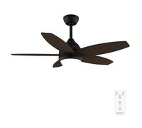 Cecotec - Ventilatore da Soffitto con Luce EnergySilence Aero 4200 Nero e Legno Scuro - 53W, Diametro 42”, Luce LED 15W in 3 Tonalità, Telecomando, Timer Selezionabile, 3 Velocità e 5 Pale