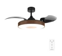Cecotec Ventilatore da Soffitto con Luce EnergySilence Aero 4280 Invisible DarkWood.Motore 60W, Diametro 106cm, Lampada LED, 3 tonalità, Pale Retraibili, Telecomando, Timer, 6 velocità, Estate/Inverno