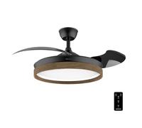 Cecotec Ventilatore da Soffitto con Luce Energysilence Aero 4320 Invisible Wood&Black. 35W. 6 Velocità. Pale Retrattili. Telecomando. Timer. Luce Integrata. Intensità Luminosa Regolabile