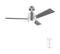 Cecotec Ventilatore da soffitto con luce EnergySilence Aero 4850 Style Steel. 30 W, diametro 48" con 3 pale, telecomando, motore DC, 6 velocità, modalità Winter-Summer e Natural Breeze