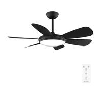 Cecotec Ventilatore da Soffitto con Luce EnergySilence Aero 5200 Black Pro. 36 W, Diametro 132 cm, Luce a LED, Telecomando, Timer Fino a 8 Ore, 6 Velocità, 6 Pale, Estate/Inverno