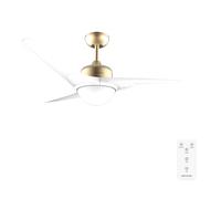 Cecotec Ventilatore da Soffitto con Luce EnergySilence Aero 560 GoldWhite. 62 W, Diametro 132 cm, Lampada a LED, Telecomando, Timer Fino a 8 Ore, 3 Velocità, 3 Pale, Estate/Inverno