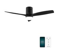 Cecotec - Ventilatori da Soffitto EnergySilence Aero 5600 Aqua Black&Black Connected - 40 W, LED 18 W, Diametro 132 cm, Wi-Fi, Telecomando, Protezione IP44, Timer 8 Ore, 3 Pale, 6 Velocità