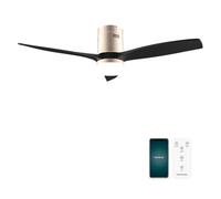 Cecotec Ventilatore da Soffitto con Luce EnergySilence Aero 5600 Aqua GoldBlack Connected. 40 W, LED 18 W, Diametro 132 cm, Wi-Fi, Telecomando, Protezione IP44, Timer 8 Ore, 3 Pale, 6 Velocità