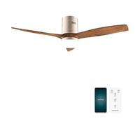 Cecotec Ventilatore da Soffitto con Luce EnergySilence Aero 5600 Aqua GoldDarkWood Connected. 40 W, LED 18 W, Diametro 132 cm, Wi-Fi, Telecomando, Protezione IP44, Timer 8 Ore, 3 Pale, 6 Velocità