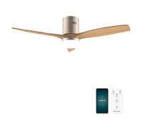 Cecotec Ventilatore da Soffitto con Luce EnergySilence Aero 5600 Aqua GoldLightWood Connected. 40 W, LED 18 W, Diametro 132 cm, Wi-Fi, Telecomando, Protezione IP44, Timer 8 Ore, 3 Pale, 6 Velocità
