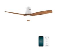 Cecotec Ventilatore da Soffitto con Luce EnergySilence Aero 5600 Aqua WhiteDarkWood Connected. 40 W, LED 18 W, Diametro 132 cm, Wi-Fi, Telecomando, Protezione IP44, Timer 8 Ore, 3 Pale, 6 Velocità