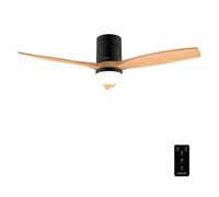 Cecotec Ventilatore da soffitto con luce e telecomando da 52" EnergySilence Aero 5600 Classic Black&LightWood. Motore DC 40 W, 3 pale, luce LED, timer, 6 velocità, modalità Winter/Summer