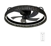 Cecotec Ventilatore da Soffitto con Luce EnergySilence LampAero 600 Black Design. Paralume in Vimini, 20 W, Lampada Inclusa, Telecomando, Timer Fino a 8 Ore, 3 Velocità, 5 Pale, Estate/Inverno