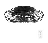 Cecotec - Ventilatori da Soffitto EnergySilence LampAero 650 Iron Design - Paralume Legno Bicolore, 20 W, Lampada Inclusa, Telecomando, Timer 8 Ore, 3 Velocità, 5 Pale, Estate/Inverno