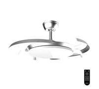 Cecotec Ventilatore da Soffitto con Luce Pale Retrattili EnergySilence Aero 4500 Puzzle Invisible Silver.30W, Motore DC, Diametro 42", LED, Telecomando, Timer, Funzione Estate/Inverno, Fresco Uniforme