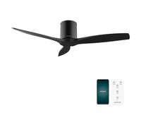 Cecotec - Ventilatori da Soffitto EnergySilence Aero 5500 Aqua Black&Black Connected - 40 W, Diametro 132 cm, Wi-Fi, Protezione IP44, Timer 8 Ore, 3 Pale, 6 Velocità, Estate/Inverno