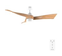 Cecotec - Ventilatore da soffitto EnergySilence Aero 5280 WhiteWood, Motore DC 40W, Diametro 132 cm, Lampada a LED, Telecomando, Timer fino a 8 ore, 6 velocità, Estate/Inverno, Design curato