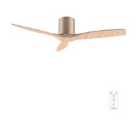 Cecotec - Ventilatori da Soffitto EnergySilence Aero 5500 Aqua GoldLightWood Connected. 40 W, Diametro 132 cm, Wi-Fi, Protezione IP44, Timer 8 Ore, 3 Pale, 6 Velocità, Estate/Inverno