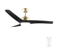 Cecotec - Ventilatori da Soffitto EnergySilence Aero 560 GoldBlack - 62 W, Diametro 132 cm, Lampada a LED, Telecomando, Timer Fino a 8 Ore, 3 Velocità, 3 Pale, Estate/Inverno