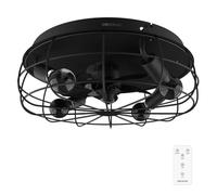 Cecotec - Ventilatori da Soffitto EnergySilence LampAero 600 Iron Design - Paralume Legno Bicolore, 20 W, Lampada Inclusa, Telecomando, Timer 8 Ore, 3 Velocità, 5 Pale, Estate/Inverno