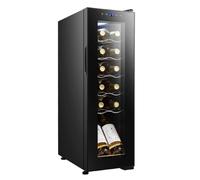 Cecotec Cantinetta Vino Bolero GrandSommelier 1250 CoolCrystal Compressor. 12 Bottiglie, Display Touch, 8-18ºC, Ripiani in Legno, LED, 25,2x45x79,5 cm, perfetta per conservare i tuoi vini.