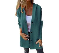 Cedar and Ash Jacket, Casual Single Breasted Hooded Jacket, Long Sleeve Solid Color Trench Coat with Pockets (peacock green,XL)