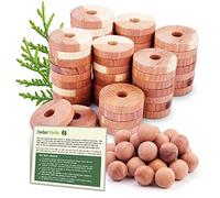 Cedar Hyde Cedar Cedar Blocks for Clothes Storage | Cedar Balls & Cedar Rings | Deodorante armadio | Protezione dei vestiti e prevenzione della muffa | 40 pezzi, 30 anelli di cedro e bonus 10 palline