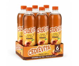 Cedevita Vitamin Ice Tea Peach Flavored Drink, 1,5 L Bottles, Confezione da 6