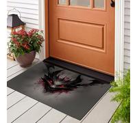 CEDNXOER Antiscivolo Zerbino Ingresso Interno 50 x 80 cm Tappeto Grigio Scuro Camera Cucina Tappetino Bagno, Tappeti Lavabili In Lavatrice Fantasia Oscura Motivo Nero Faccia Da Diavolo Pelo Corto Rug