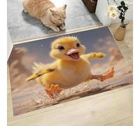 CEDNXOER Antiscivolo Zerbino Ingresso Interno 60 x 90 cm Tappeto Giallo Camera Cucina Tappetino Bagno, Tappeti Lavabili In Lavatrice Cartoni Animati Animali Motivo Carino Papero Pelo Corto Rug