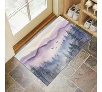 CEDNXOER Antiscivolo Zerbino Ingresso Interno 90 x 150 cm, Tappeto Viola Camera Cucina Tappetino Nebbia Montagne,Tappeti Lavabili In Lavatrice Foresta Piante Pelo Corto Rug