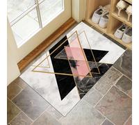 CEDNXOER Antiscivolo Zerbino Ingresso Interno, Tappeto Grigio Camera Cucina 80 x 120 cm, Tappetino Bagno, Tappeti Lavabili In Lavatrice Semplice Marmo Motivo Triangolo Geometrico Pelo Corto Rug