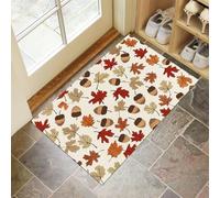 CEDNXOER Antiscivolo Zerbino Ingresso Interno, Tappeto Marrone Camera Cucina 60 x 90 cm, Tappetino Bagno, Tappeti Lavabili In Lavatrice Piante Cartoni Animati Motivo Foglie D'Acero Pelo Corto Rug