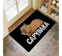 CEDNXOER Antiscivolo Zerbino Ingresso Interno, Tappeto Nero Camera Cucina 80 x 120 cm, Tappetino Bagno, Tappeti Lavabili In Lavatrice Animali Carini Motivo Capibara Parola Pelo Corto Rug