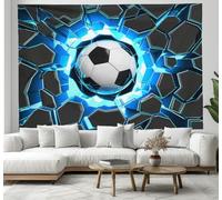 CEDNXOER Arazzo da Parete Calcio Esagono 150×200cm, Asciugamani da Parete Fumetto Sport Arazzo Appeso per Soggiorno Camera da Letto Dormitorio Decorazione Della Nero