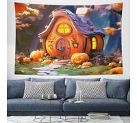 CEDNXOER Arazzo Halloween Zucca Casa Fumetto Estetica da Appendere alla Parete,Tapestry Decorativo e Divisorio per Soggiorno,Dormitorio,180×230cm